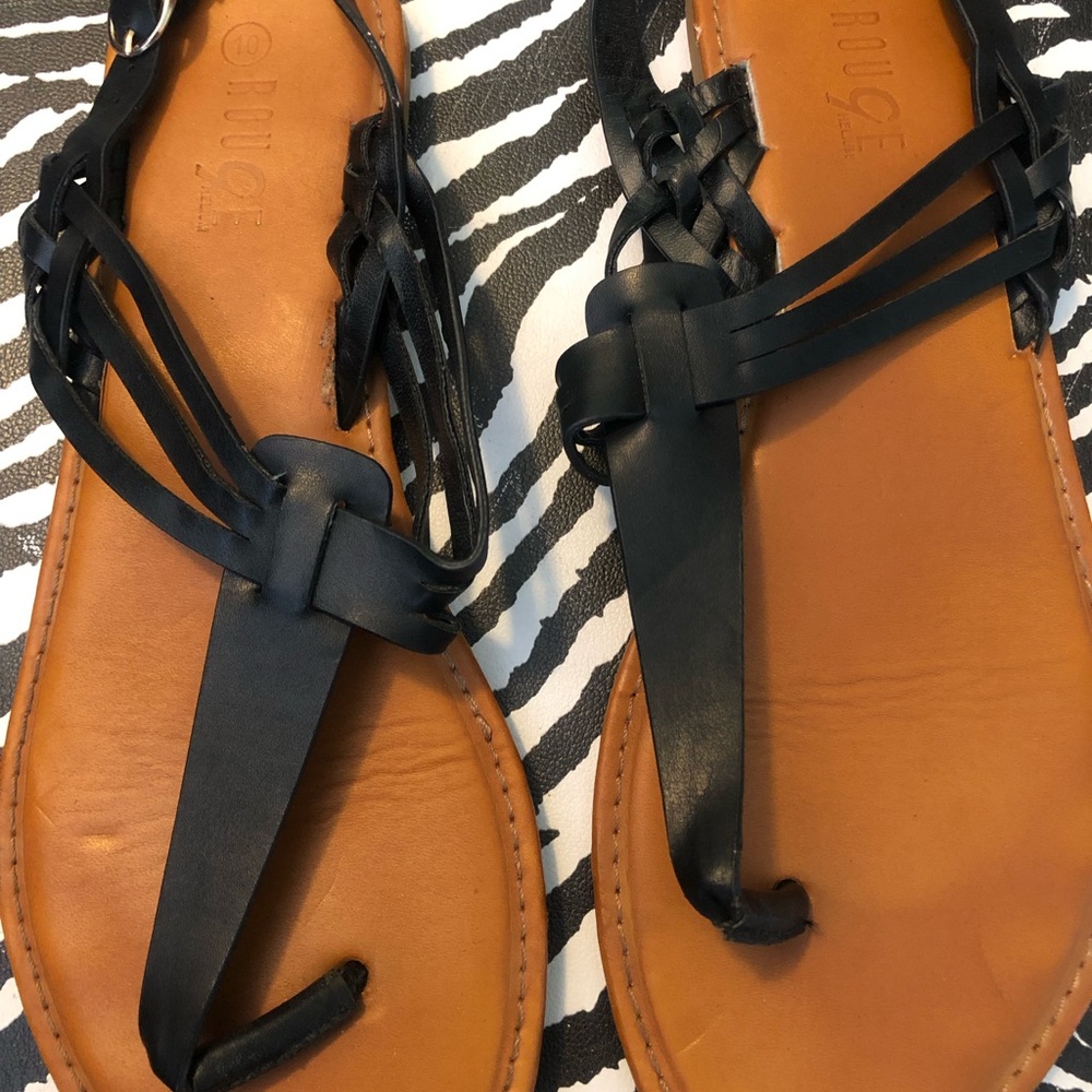 Musse & Cloud Black and Tan Sandals